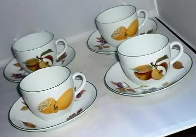 Buy 4 Lovely Vintage Retro Royal Worcester Evesham Vale Fruit Coffee Tea Cup Saucer • 18.99£