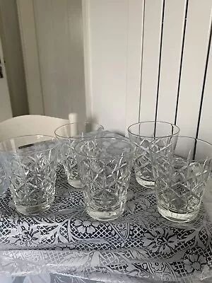 Buy 5 Cut Crystal Whisky Tumblers Water Glasses • 9.99£