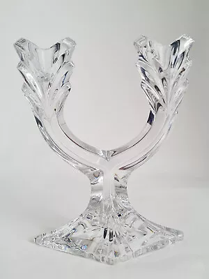 Buy Two Arm Lead Crystal Candelabra, Clear Glass Bohemian Slovakian Candle Holder • 20£