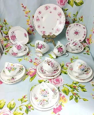 Buy MIsmatch Vintage Bone China Afternoon Tea Set Pink Florals Roses #2 • 35£