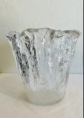 Buy Vintage 1960’s Swedish Pukeberg Heavy Glass Ice Vase By Uno Westerberg MCM • 239.59£