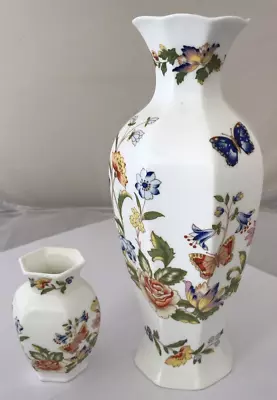 Buy Vases X 2 Aynsley Bone China White Cottage Garden Pattern Stamped FREE POSTAGE • 15.95£