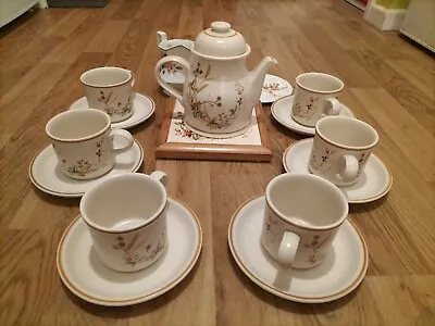 Buy Marks + Spencer Harvest Teaset Teapot Stand 6 Cups Saucers Milk Jug Spoon Holder • 44.99£