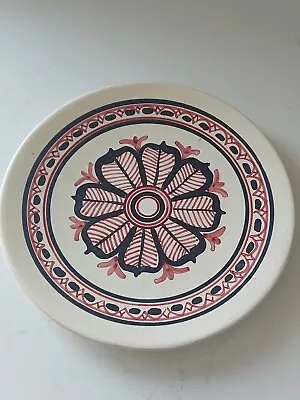 Buy Mexican Talavera Wall Hanging Dish Plate Beige Black & Pink Flower • 18£