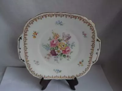 Buy Vintage Crown Staffordshire Englands Bouquet China Cake Plate • 14.95£
