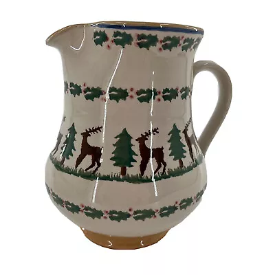 Buy Nicholas Mosse Pottery Ireland Spongeware Pitcher Christmas Tree Reindeer Holly • 80.34£