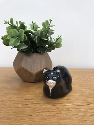 Buy Vintage Babbacombe Pottery Small Black Cat With Green Eyes Ceramic Figurine • 6£