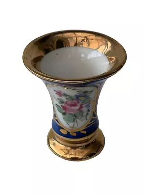 Buy Vintage Porcelain Miniature Vase Limoges Decor Main Design Floral And Gold • 9.99£