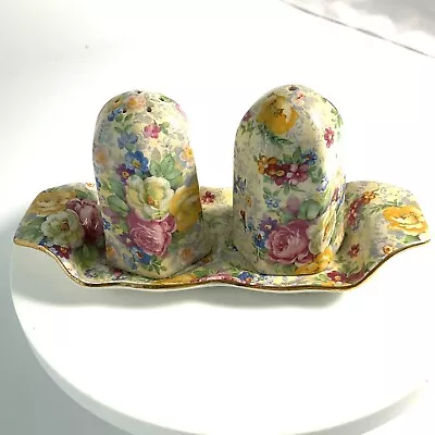 Buy Vintage Lord Nelson Ware Rose Time Chintz Salt And Pepper Shakers With Tray VGC • 23.67£