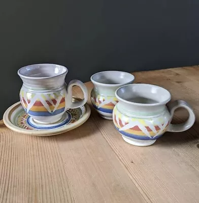 Buy 3x Letterkenny Pottery Cups Mugs Vintage Studio Art Ceramic Irish Rainbow Glaze • 18£