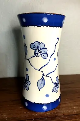 Buy Fired Up Ceramics New Delft Handmade Pottery Vase Blue & White Floral 8  USA • 8.63£