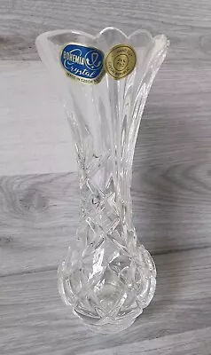 Buy Bohemia Crystal Cut Glass Flower Vase - Hand Cut Czech Republic 19 X 8 Cm • 11.95£
