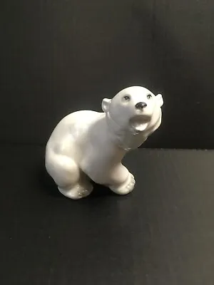 Buy Polar Bear Figurine, Vintage Lomonosov Russia, Made In USSR, Porcelain Seated • 28.45£