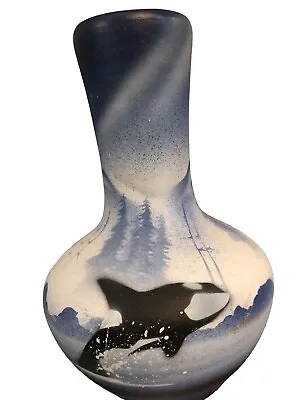 Buy Art Pottery Bud Vase Whaler's Bay Orca Bear Eagle Mountains Signed • 7.59£