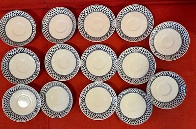 Buy Adams China Brentwood Ironstone Blue And White Set Of 14 Cups & Saucers • 93.92£