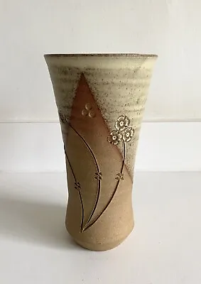 Buy John Vasey Pottery Stoneware Vase Handcrafted Carved Flowers St Agnes Cornwall • 10£