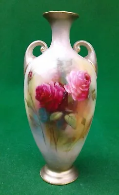 Buy 5.5”royal Worcester “hadley Roses” Twin Handled Vase - Dated 1906 - Restored. • 19.99£