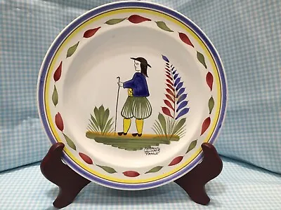 Buy Keraluc Quimper France 8-1/2   signed Plate Traditional Man Hand Painted Pottery • 19.28£