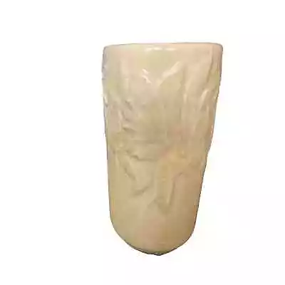 Buy NELSON McCOY POTTERY SIGNED EMBOSSED BUTTERFLIES YELLOW 6  CYLINDER VASE 1940'S • 37.48£