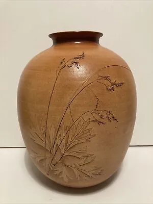 Buy Large Vintage Stoneware Studio Pottery Vase , Signed + Stamped Boho Chic • 50£