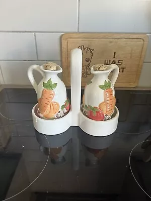 Buy VINTAGE Rayware Country Kitchen Oil/Vinegar Jug/dispenser Set Of 2 With Stand • 15£