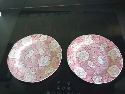 Buy 2 X Burleigh. Pink. Victorian Chintz Plates • 15£