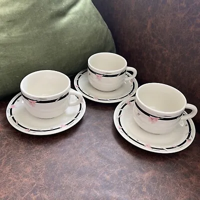 Buy Vintage Lynns Stoneware - Lilydale - 3 X Tea Cups & Saucers - VGC • 14.99£