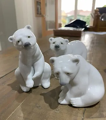 Buy Lladro Three Polar Bears Porcelain Figurines - Excellent Condition • 20£