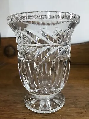Buy Lead Crystal Cut Glass Vase Footed Base Beautiful Vintage Decoration 16cm Tall. • 19£