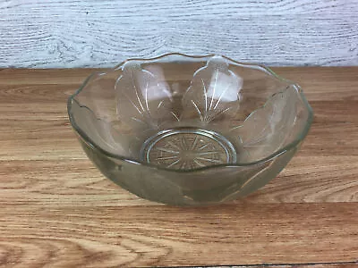 Buy Vintage Clear Pressed Glass Bowl With Wavy Edges And Leaf Pattern 8  Diameter  • 16.19£