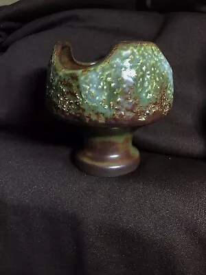 Buy RARE Vintage SylvaC  Green Brown Textured Mushroom Posy Vase- Candle Holder 4934 • 14.95£