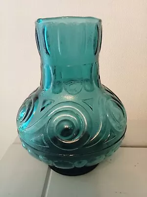 Buy STELVIA Empoli - Teal Blue Textured Pitcher Vase - 1970s Italian Glass Vintage • 35£