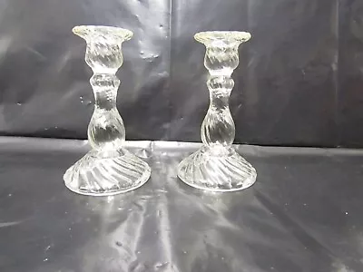 Buy A Pair Of Vintage Clear Cut Glass Lead Crystal  Decorative Candlesticks • 12.99£