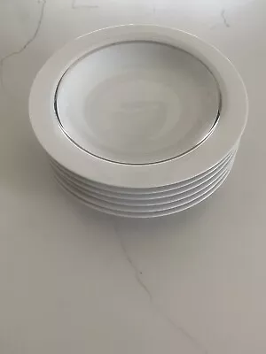 Buy Thomas Germany - White With Rim And Silver  Line - Soup Bowl / Plate X 6 • 24£