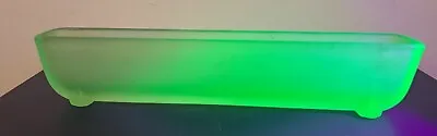 Buy VINTAGE Uranium GREEN ART DECO PRESSED GLASS FLOAT BOWL POSY TROUGH VASE • 23£