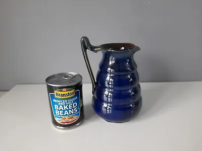 Buy Bourne Denby Danesby Ware Art Deco Blue Glazed Ribbed Pottery Jug - C1930 - 19cm • 25£