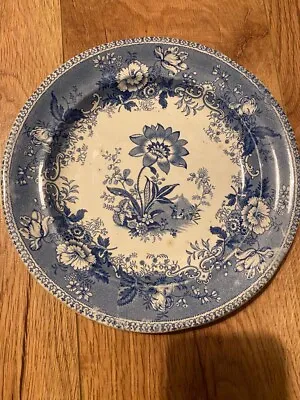 Buy Antique Pottery Plate, Blue & White, Botanical Beauties, Elkin & Newbon • 14.99£