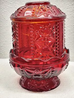 Buy Vintage RUBY RED FLASH GLASS CANDLE HOLDER FAIRY LAMP • 15.42£