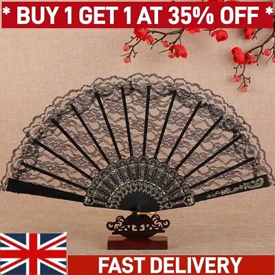 Buy UK Chinese Hand Held FAN Silk Folding Spanish Style Flower Dance Party Wedding • 4.64£