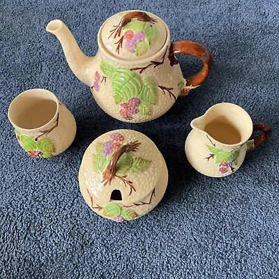 Buy VTG Wade Bramble Teapot Creamer & Sugar Bowl English Porcelain 4 Pc Set • 35£