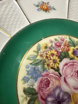 Buy 8 Extremely Rare Rosenthal Salad Plates Painted Flowers Green & Gold Circa 1928 • 232.85£