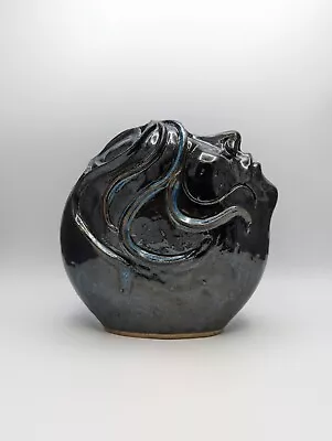Buy ✨ James Jim Loso Female Face Sculpture Black Blue Bud Vase Studio Art Pottery  • 352.93£