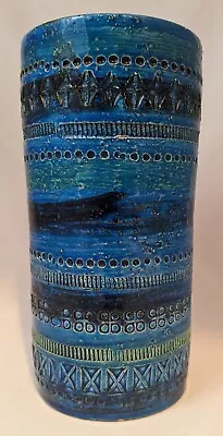 Buy Bitossi 21.2cm Large Cylinder Vase In Rimini Blu MCM Italian Pottery • 89.99£
