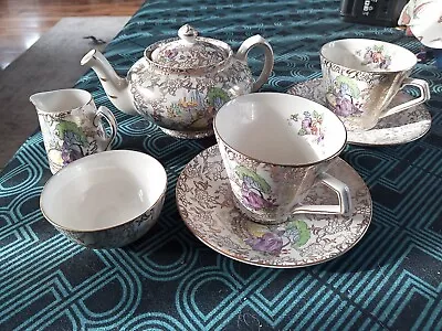 Buy Lord Nelson Ware Pompadour Antique Vintage Tea Set (Tea Pot 2x Cups Saucers Etc) • 39.99£