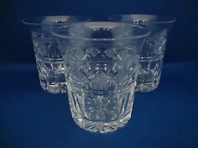 Buy 3 X Tudor Crystal Whisky Glass Flat Tumblers - 3 1/2  Tall - Signed • 23.95£