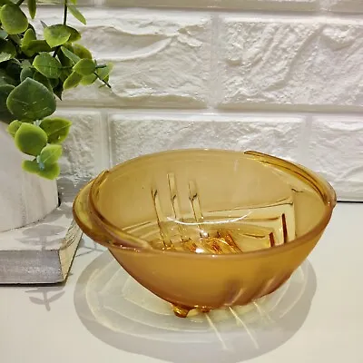 Buy Stölzle Czech Art Deco 1930's Amber Glass Plate / Bowl Orange Frosted • 7.99£