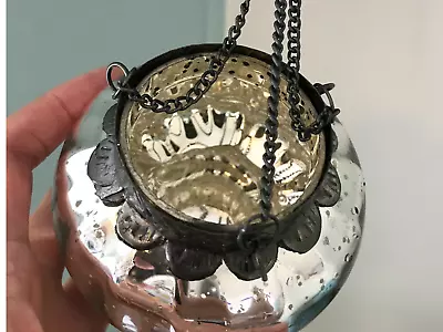 Buy Small Hanging Crackle Glass Moroccan Style Tealight Lantern Holder • 13.99£