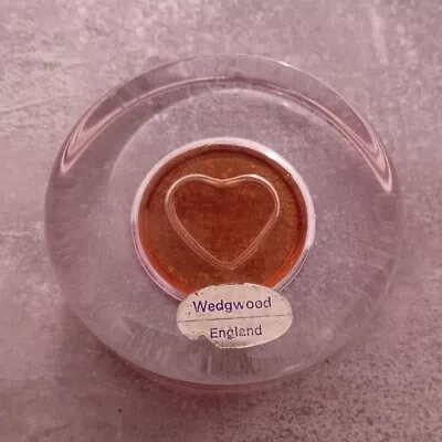 Buy Vintage Wedgwood Glass Heart Paperweight (Valentines Orange Present Desk Puck) • 9.99£