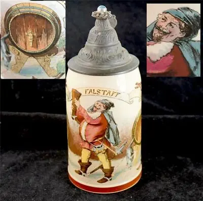 Buy ANTIQUE GERMAN METTLACH POTTERY MUSICAL STEIN FALSTAFF SHAKESPEARE 1909 / 983 Aw • 74.99£