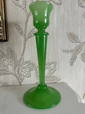 Buy Unusual Vintage Antique Green Jade  Glass  Candlestick Holder • 30£